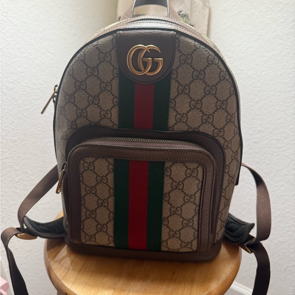 Gucci Beige Backpack with Green and Red Accents - Picture 1 of 7